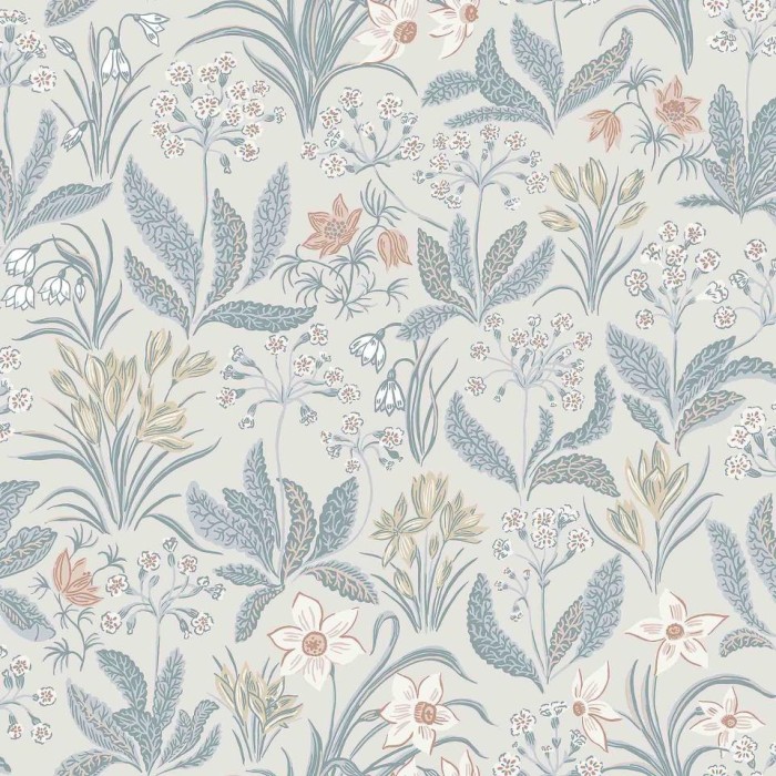 PAPEL PINTADO TRES TINTAS HUSET FOLKLORE BLUE 