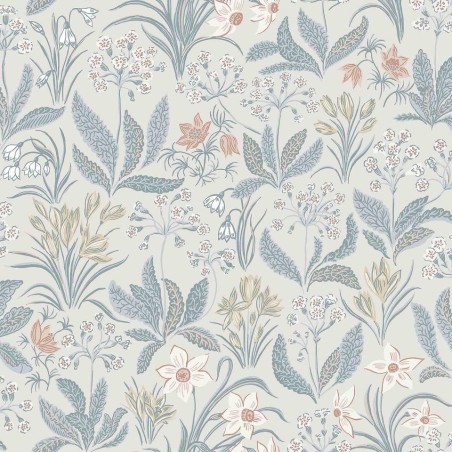PAPEL PINTADO TRES TINTAS HUSET FOLKLORE BLUE 