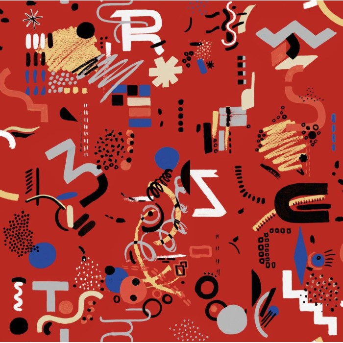 PAPEL PINTADO TRES TINTAS LÉNFANT FUNNY SHAPES RED