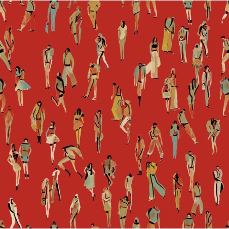 PAPEL PINTADO TRES TINTAS LÉNFANT TER PEOPLE RED