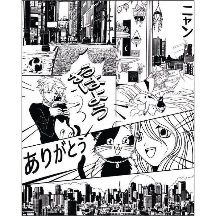 MURAL CASELIO LES MINIS MONDE DU MANGA S NEG/BL