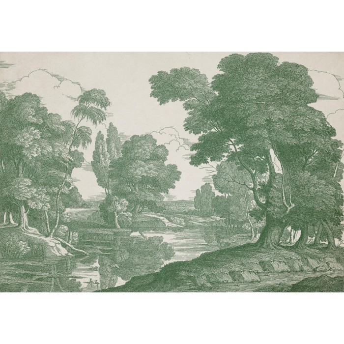 MURAL COORDONNE VICTORIAN ENGRAVING GREEN