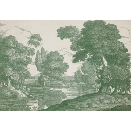 MURAL COORDONNE VICTORIAN ENGRAVING GREEN