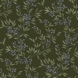 PAPEL PINTADO BORAS WOODLAND FOREST BERRIES VER/MO