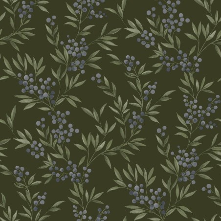 PAPEL PINTADO BORAS WOODLAND FOREST BERRIES VER/MO
