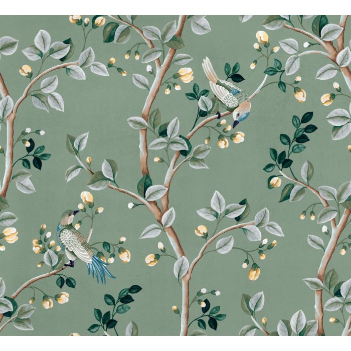 PAPEL PINTADO COORDONNE FORBIDDEN BIRDS JADE