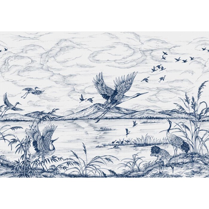 MURAL COORDONNE FORBIDDEN HERON´S POETRY SAPPHIRE 