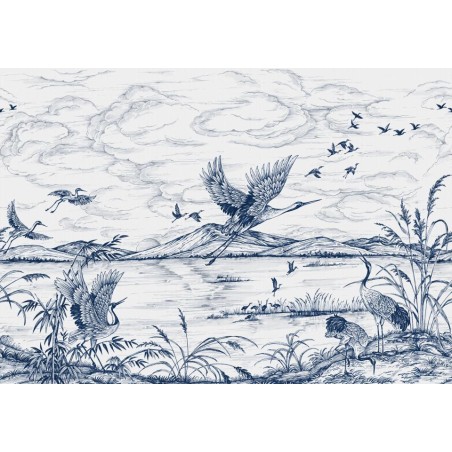 MURAL COORDONNE FORBIDDEN HERON´S POETRY SAPPHIRE 