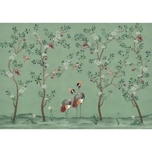 MURAL COORDONNE FORBIDDEN CROWNED CRANE TURQUOISE 