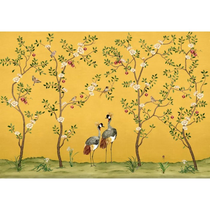 MURAL COORDONNE FORBIDDEN CROWNED CRANE AMBER