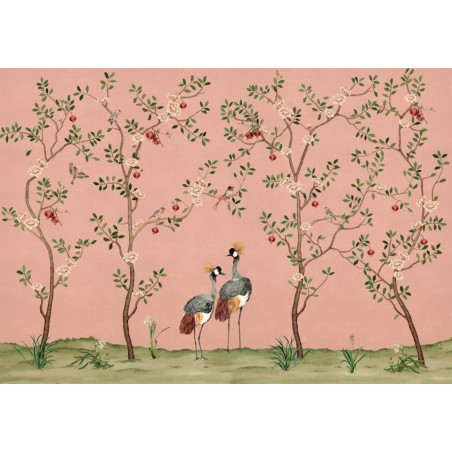 MURAL COORDONNE FORBIDDEN CROWNED CRANE ROSE