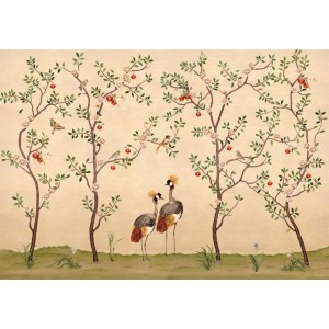 MURAL COORDONNE FORBIDDEN CROWNED CRANE NACRE