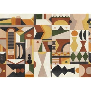 MURAL COORDONNE BERBER AMASIGHT POTTERY LEAVES