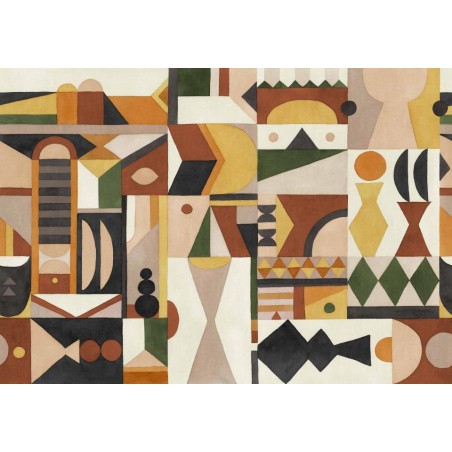 MURAL COORDONNE BERBER AMASIGHT POTTERY LEAVES