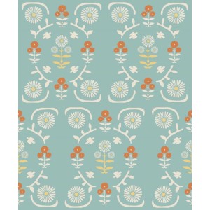 PAPEL PINTADO BORAS NORDIC FOLK ISOLDE AZUL