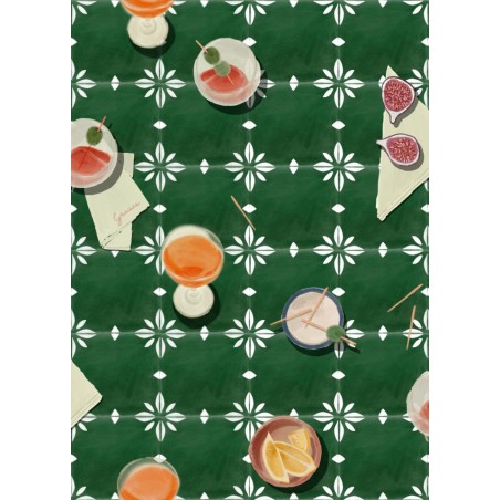 PAPEL PINTADO TRES TINTAS SOLERA VERMUT GREEN