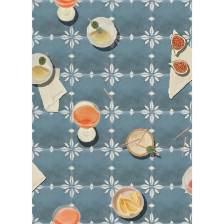 PAPEL PINTADO TRES TINTAS SOLERA VERMUT BLUE