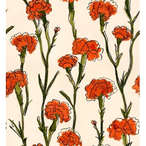 PAPEL PINTADO TRES TINTAS SOLERA CLAVELITOS WHITE