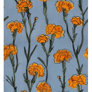 PAPEL PINTADO TRES TINTAS SOLERA CLAVELITOS BLUE