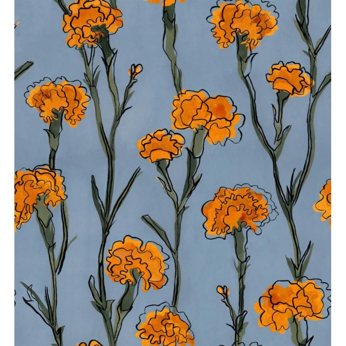 PAPEL PINTADO TRES TINTAS SOLERA CLAVELITOS BLUE