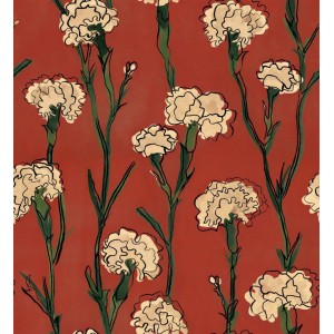 PAPEL PINTADO TRES TINTAS SOLERA CLAVELITOS RED