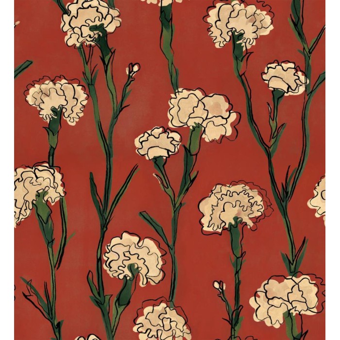 PAPEL PINTADO TRES TINTAS SOLERA CLAVELITOS RED