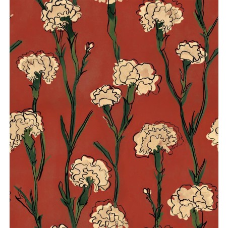 PAPEL PINTADO TRES TINTAS SOLERA CLAVELITOS RED