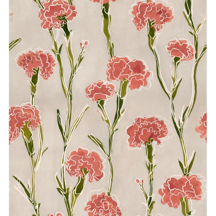 PAPEL PINTADO TRES TINTAS SOLERA CLAVELITOS NEUTRA