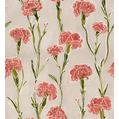 PAPEL PINTADO TRES TINTAS SOLERA CLAVELITOS NEUTRA