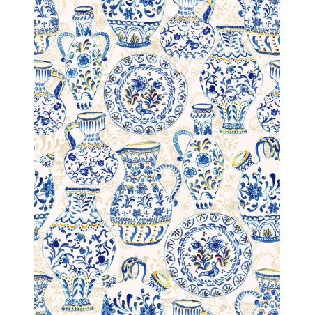 PAPEL PINTADO TRES TINTAS SOLERA FAJALAUZAS BLUE