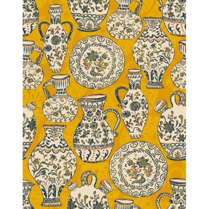 PAPEL PINTADO TRES TINTAS SOLERA FAJALAUZAS YELLOW