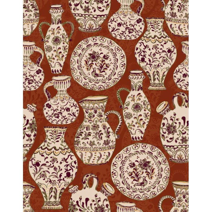 PAPEL PINTADO TRES TINTAS SOLERA FAJALAUZAS GARNET