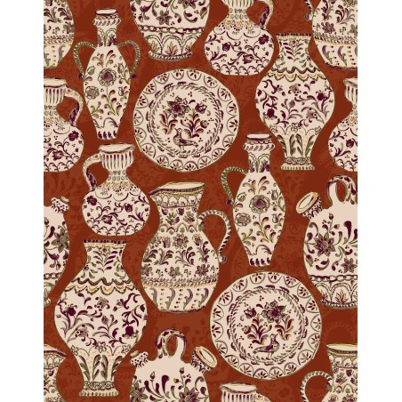 PAPEL PINTADO TRES TINTAS SOLERA FAJALAUZAS GARNET