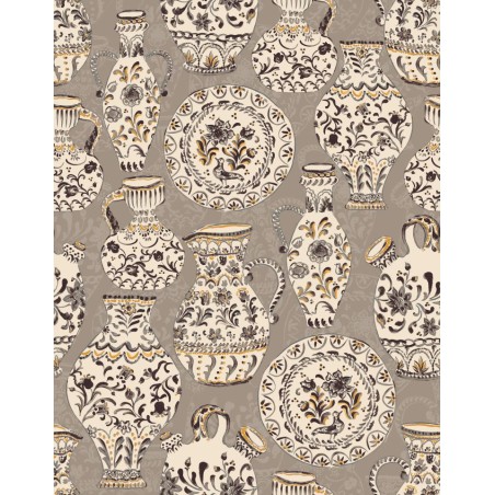 PAPEL PINTADO TRES TINTAS SOLERA FAJALAUZAS GREY