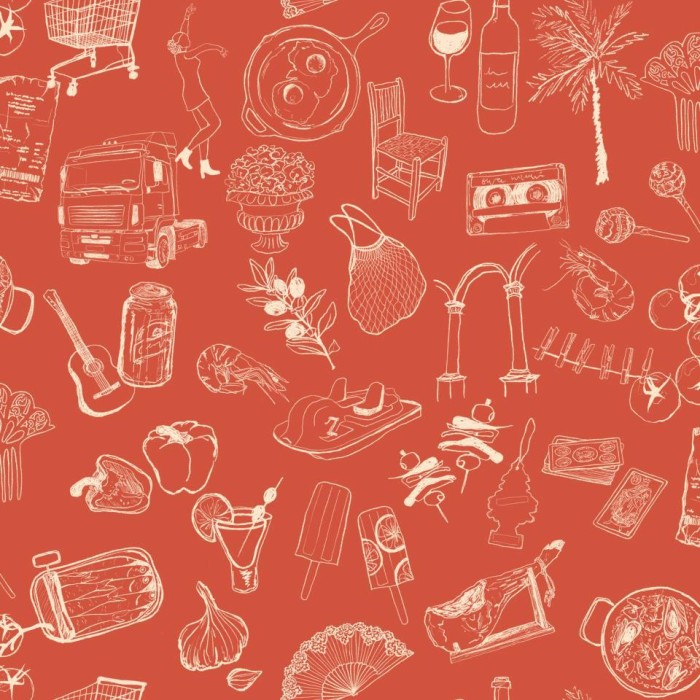 PAPEL PINTADO TRES TINTAS SOLERA SOUVENIRS RED