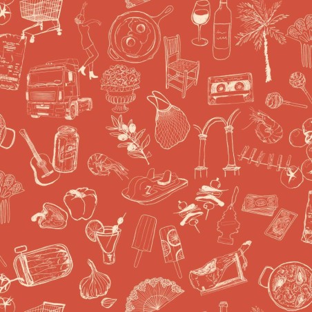 PAPEL PINTADO TRES TINTAS SOLERA SOUVENIRS RED