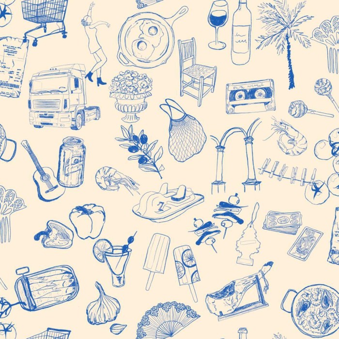 PAPEL PINTADO TRES TINTAS SOLERA SOUVENIRS BLUE