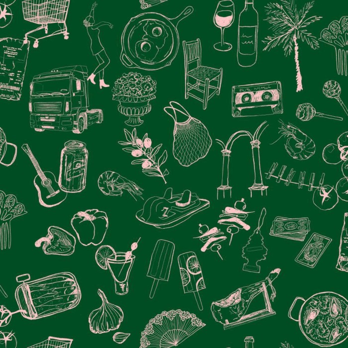 PAPEL PINTADO TRES TINTAS SOLERA SOUVENIRS GREEN