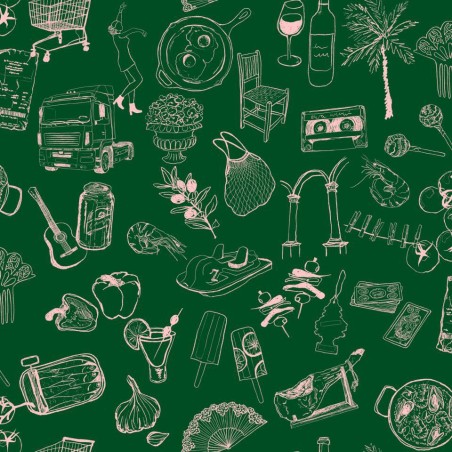 PAPEL PINTADO TRES TINTAS SOLERA SOUVENIRS GREEN