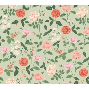 PAPEL PINTADO YORK RIFLE 3 ROSES VER/CORAL