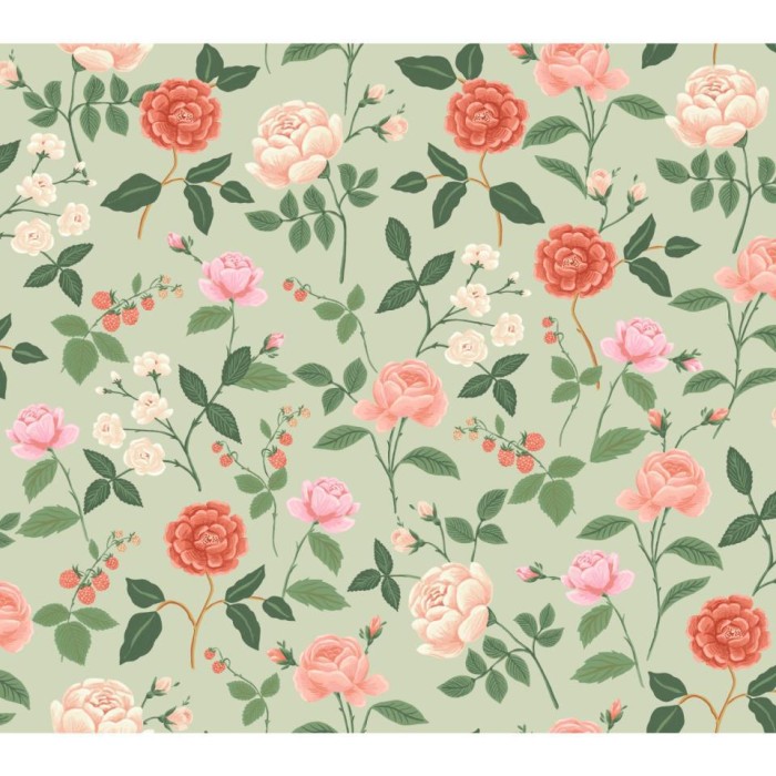 PAPEL PINTADO YORK RIFLE 3 ROSES VER/CORAL