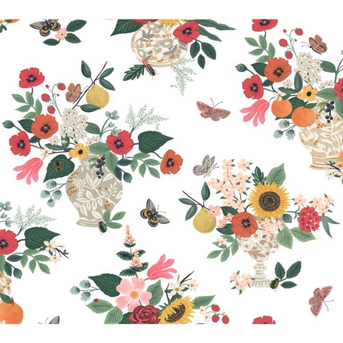 PAPEL PINTADO YORK RIFLE 3 FLOWER STUDIES ROJO