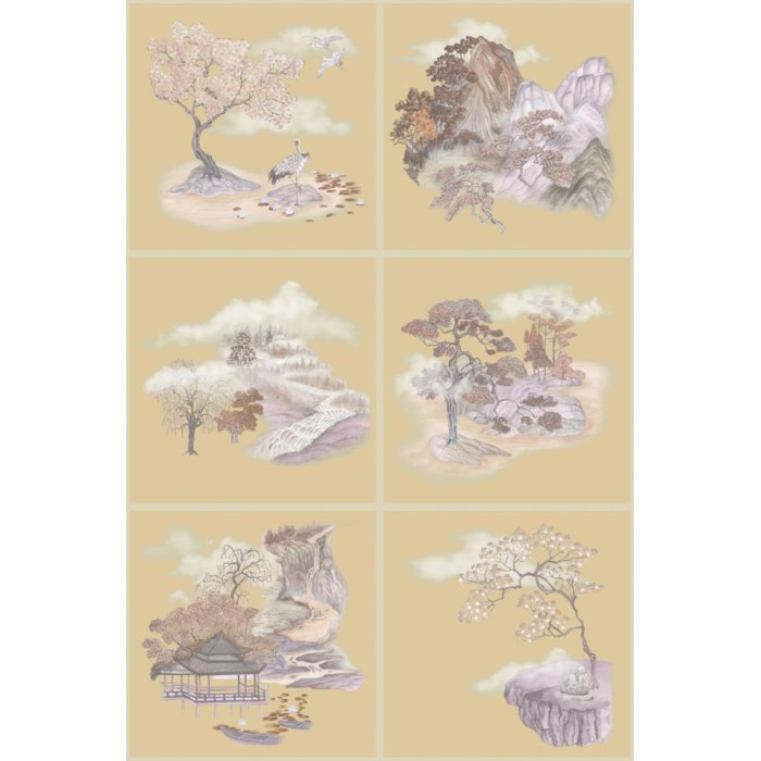 PAPEL PINTADO COLE&SON YOKU TILE TOILE DORADO