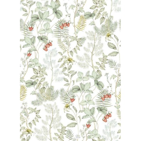 PAPEL PINTADO CASADECO HERITAGE STRAWBERRY VER/BL