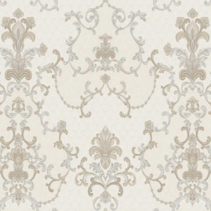 PAPEL PINTADO KEMEN MARBELLA CREMA/PLATA