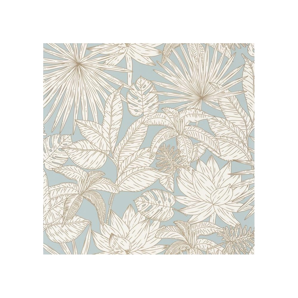 PAPEL PINTADO CASELIO L`ODYSSEE HAWAI CELESTE/BLAN