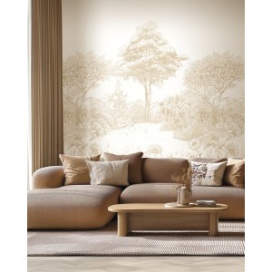 MURAL CASELIO MOONLIGHT3 FLORAL SQUARE L CAMEL
