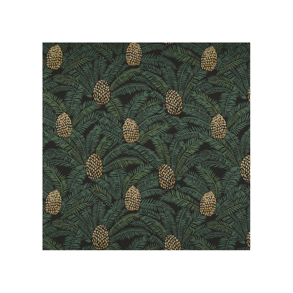 PAPEL PINTADO CASAMANCE ORPHEE PALMETA VERDE/DORAD