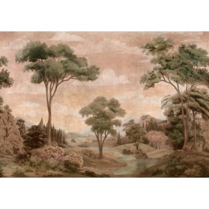 MURAL COORDONNE DAMASKUS SILK ROUTE PEACH