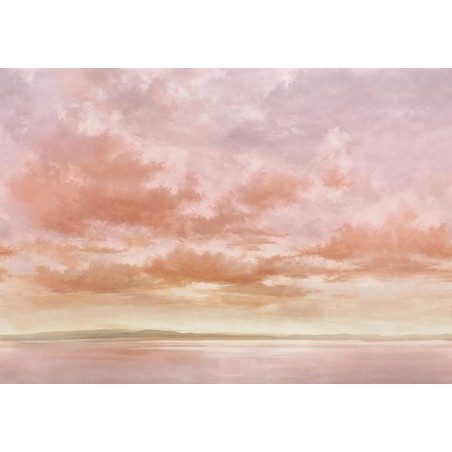 MURAL COORDONNE DAMASKUS CUMULUS CLOUDS PEACH